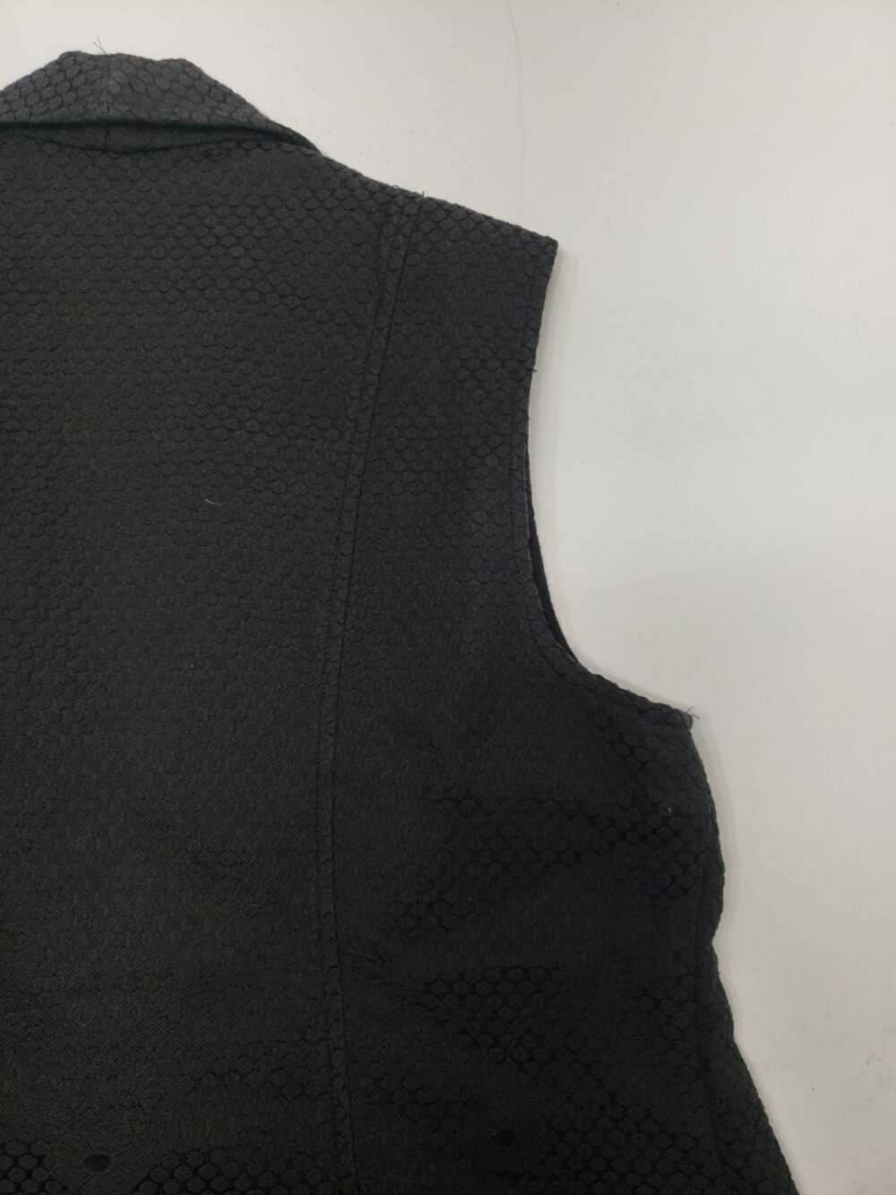 Peter Nygard Womens Size 16 Black Long Vest Textured Floral Open Front - Picture 10 of 14